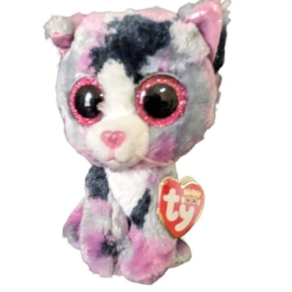 Ty Beanie Boo - LINDI the Tie Dyed Kitty Cat 6" plush stuffed animal eUC - Picture 1 of 9